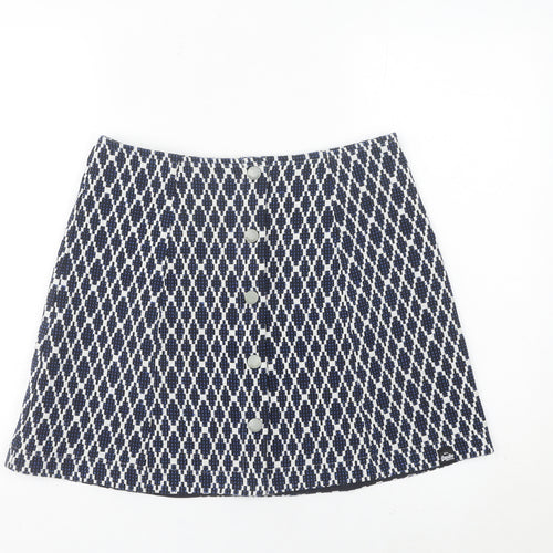 Superdry Women’s Blue Geometric A-Line Short Skirt Size M