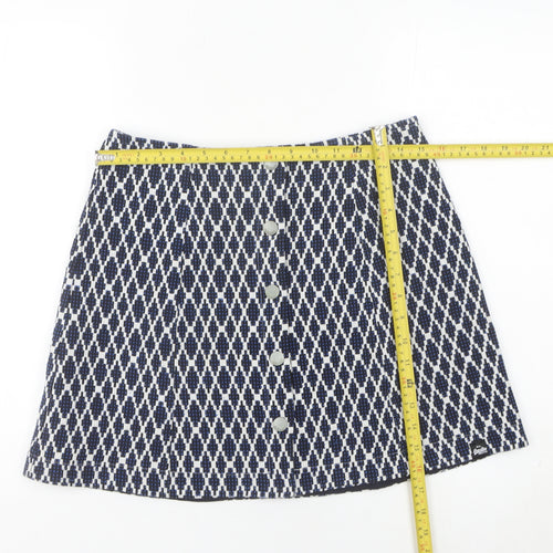 Superdry Women’s Blue Geometric A-Line Short Skirt Size M