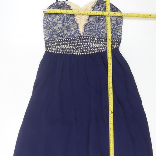 Little Mistress Womens Blue Size 10 Fit & Flare Cocktail Party Dress
