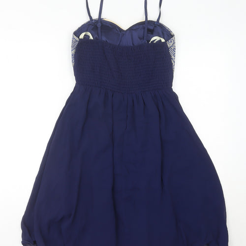 Little Mistress Womens Blue Size 10 Fit & Flare Cocktail Party Dress