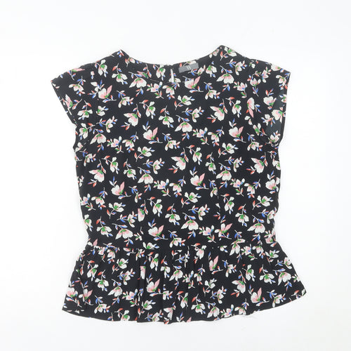 BHS Womens Multicoloured Floral Tunic Blouse Size 10 Short Sleeve