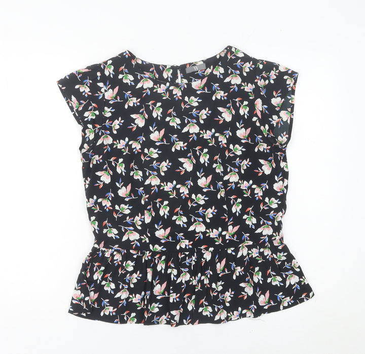 BHS Womens Multicoloured Floral Tunic Blouse Size 10 Short Sleeve