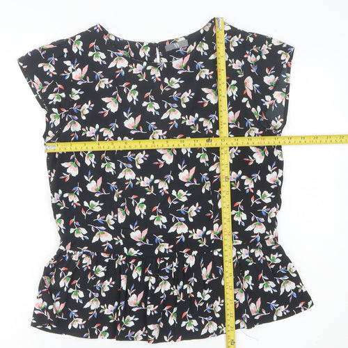 BHS Womens Multicoloured Floral Tunic Blouse Size 10 Short Sleeve