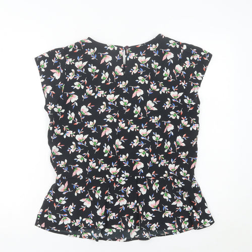 BHS Womens Multicoloured Floral Tunic Blouse Size 10 Short Sleeve