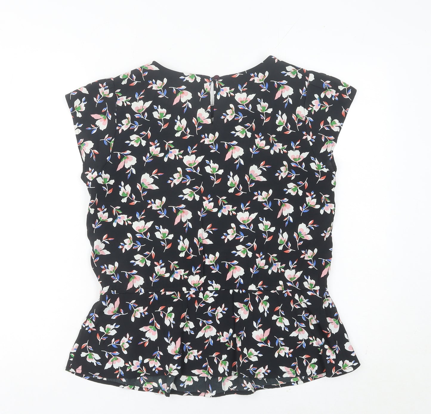 BHS Womens Multicoloured Floral Tunic Blouse Size 10 Short Sleeve