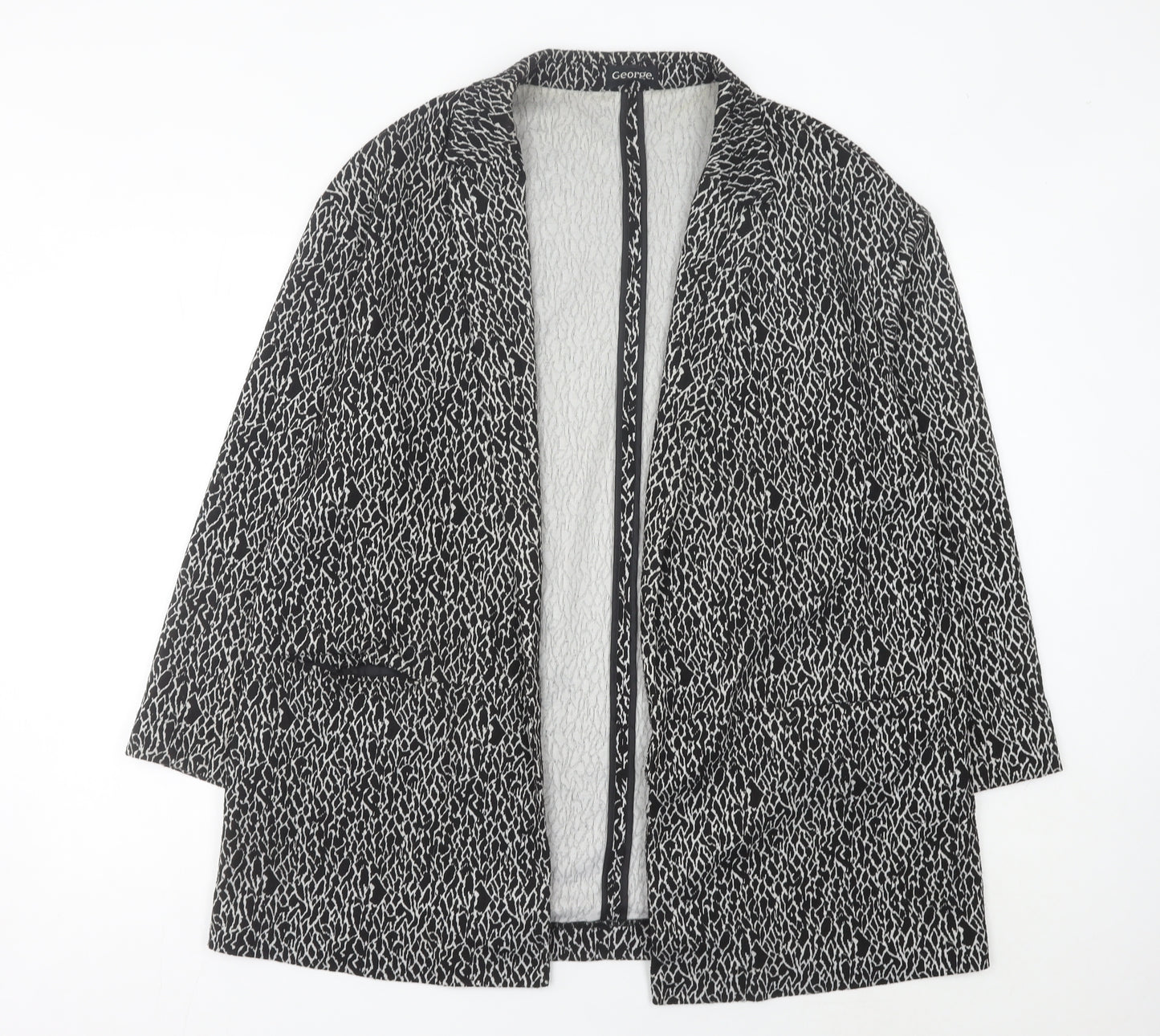 George Women’s Black Animal Print Blazer Jacket Size 18 Regular