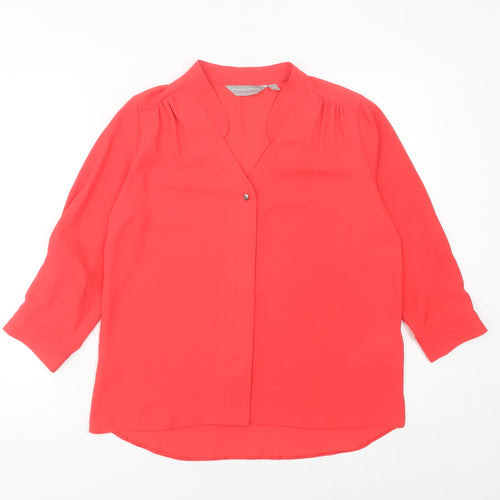 Dorothy Perkins Women’s Red Blouse Size 8 V-Neck 3/4 Sleeve