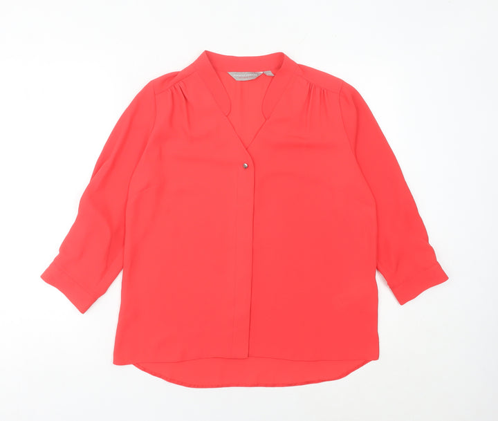 Dorothy Perkins Women’s Red Blouse Size 8 V-Neck 3/4 Sleeve