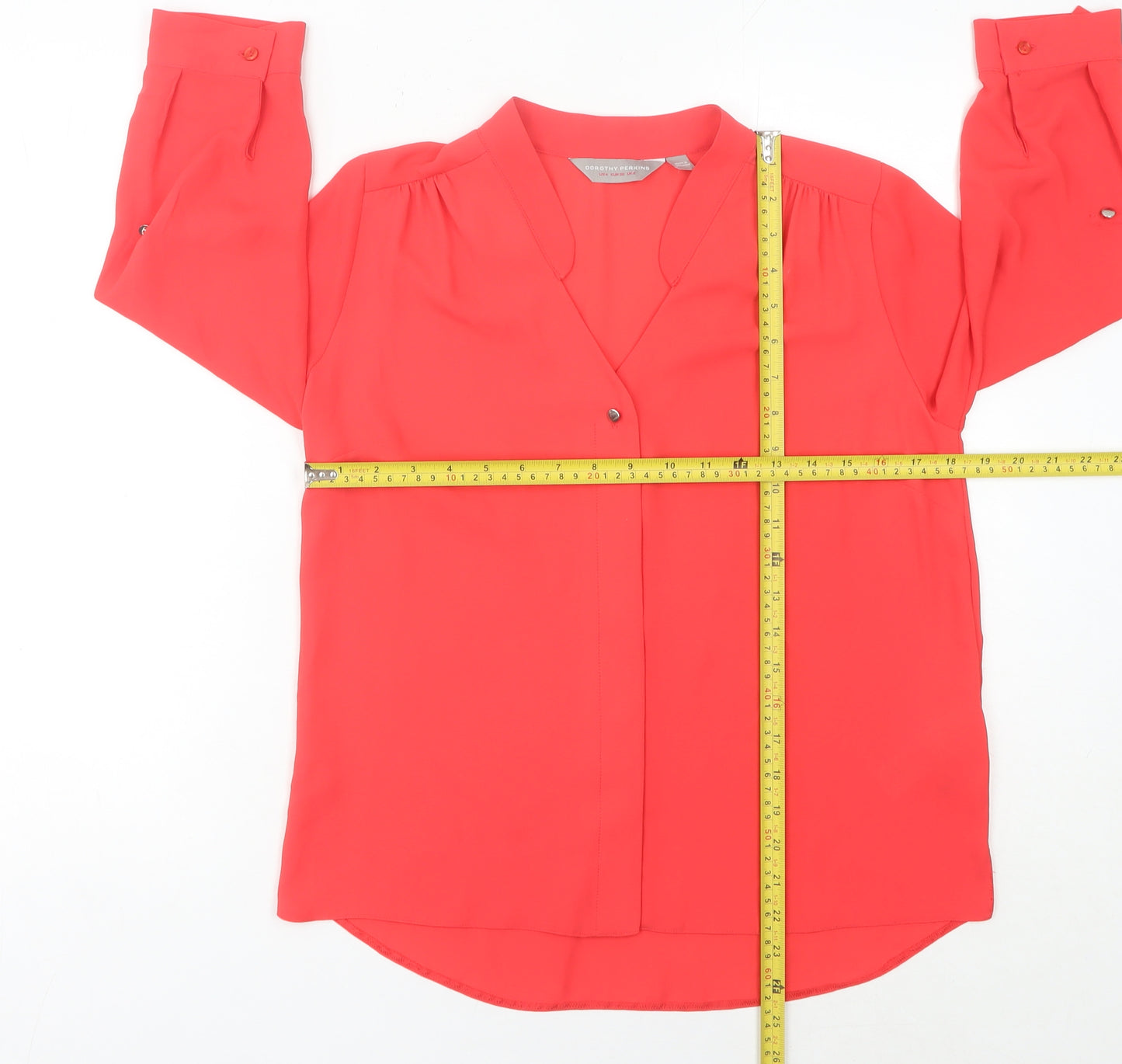 Dorothy Perkins Women’s Red Blouse Size 8 V-Neck 3/4 Sleeve