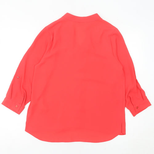 Dorothy Perkins Women’s Red Blouse Size 8 V-Neck 3/4 Sleeve
