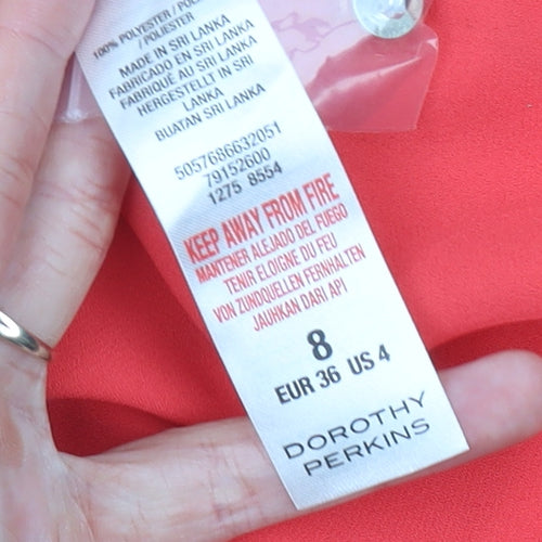 Dorothy Perkins Women’s Red Blouse Size 8 V-Neck 3/4 Sleeve