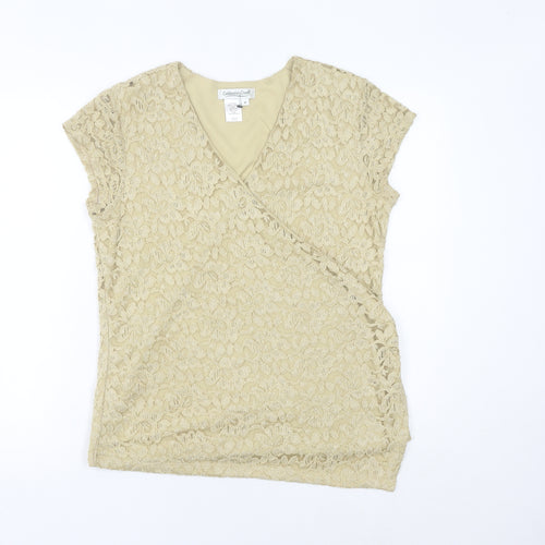 Coldwater Creek Womens Beige Lace Wrap Blouse Top M