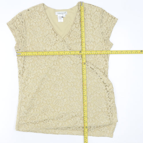 Coldwater Creek Womens Beige Lace Wrap Blouse Top M