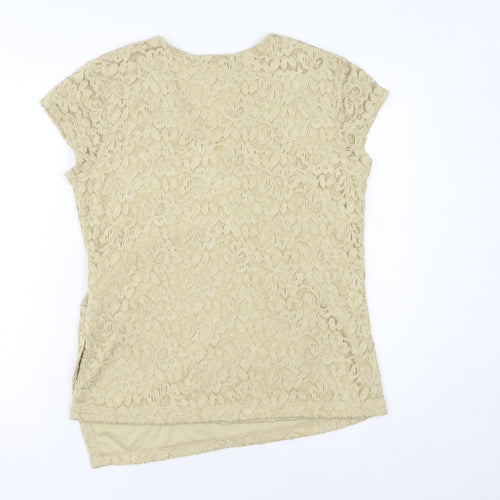 Coldwater Creek Womens Beige Lace Wrap Blouse Top M