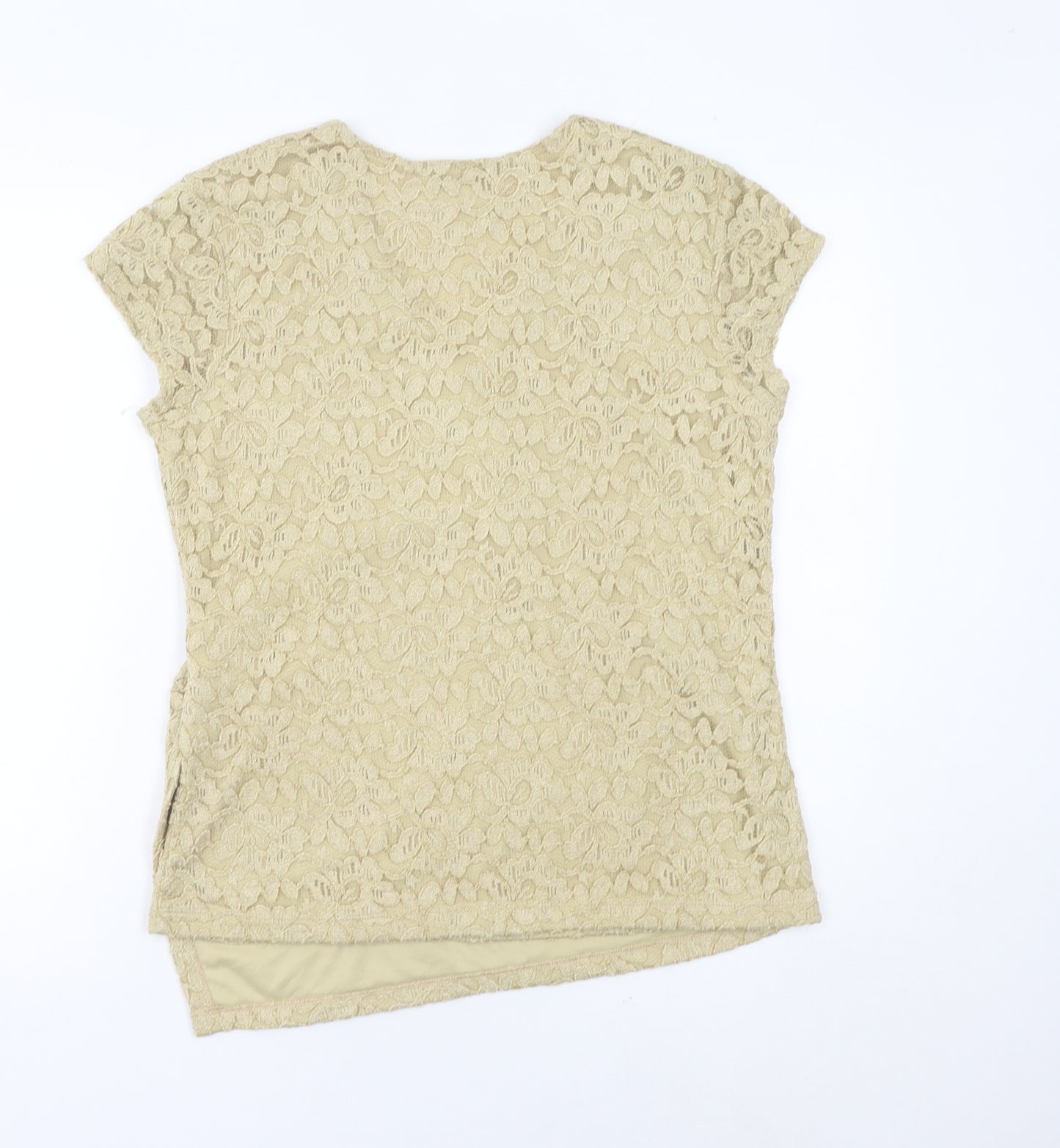 Coldwater Creek Womens Beige Lace Wrap Blouse Top M