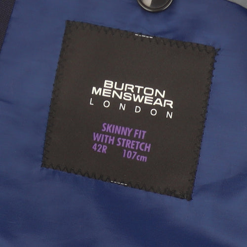 Burton Menswear Men Blue 42R Skinny Fit Blazer Jacket