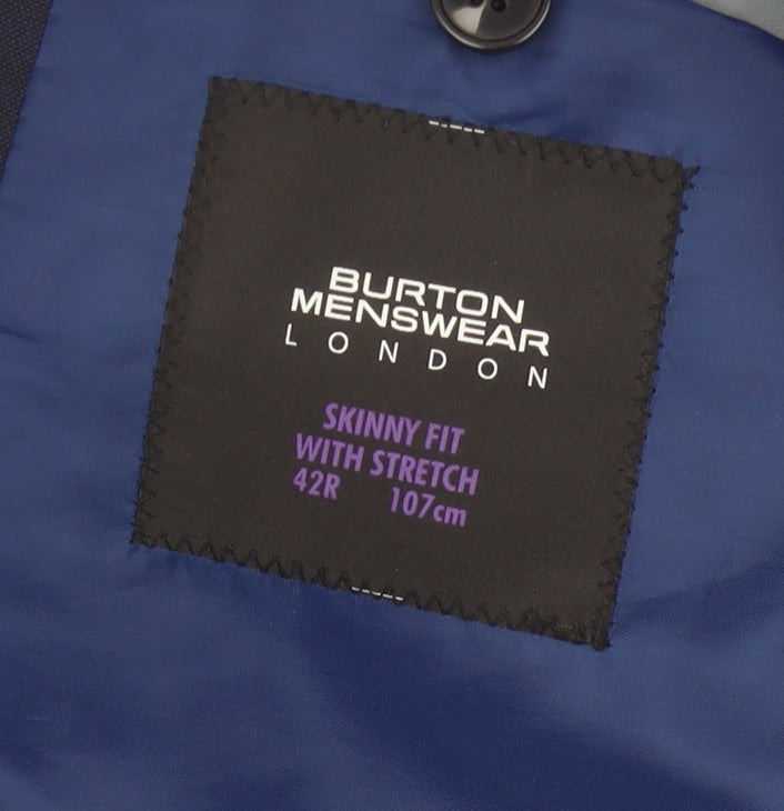 Burton Menswear Men Blue 42R Skinny Fit Blazer Jacket