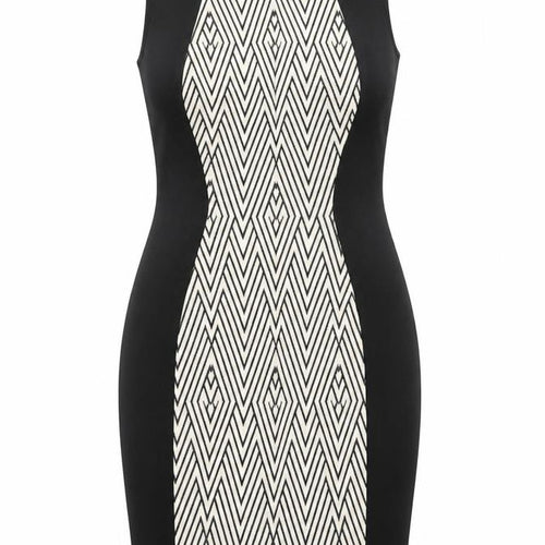 H&M Women’s Black & White Geometric Bodycon Dress Size 8