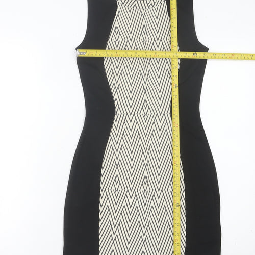 H&M Women’s Black & White Geometric Bodycon Dress Size 8