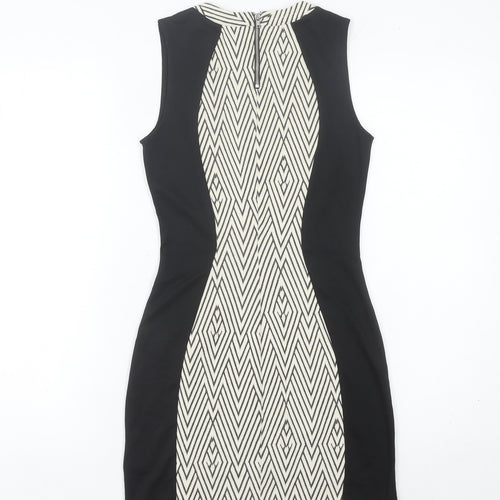 H&M Women’s Black & White Geometric Bodycon Dress Size 8