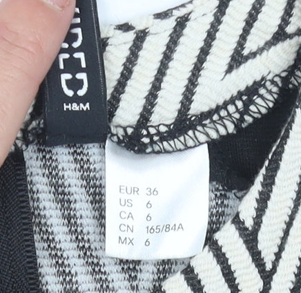 H&M Women’s Black & White Geometric Bodycon Dress Size 8