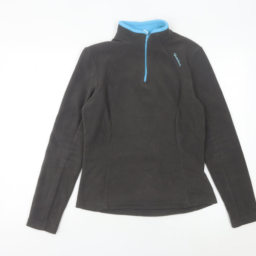 Quechua Women’s Black Fleece Sweatshirt Size 12 1/4 Zip Hiking Top