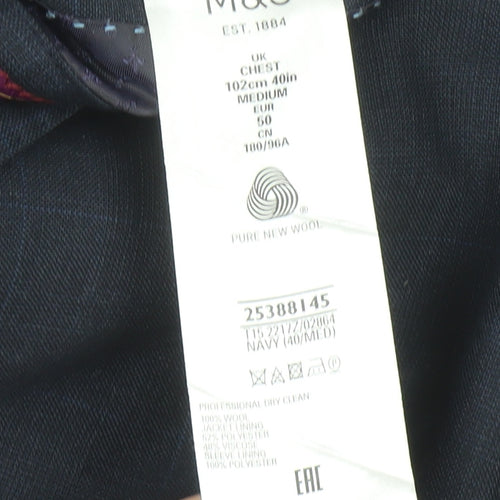Marks and Spencer Men's Blue Wool Blazer Jacket 40R Medium