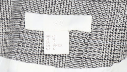 H&M Womens Grey Checked Double Breasted Suit Jacket Size 12