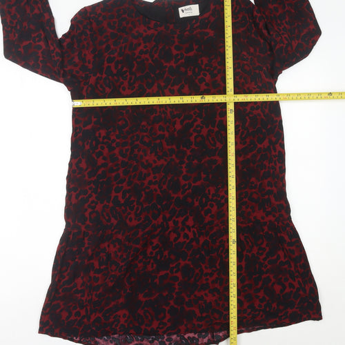 Hush Women Red Animal Print Shift Dress Size 12 3/4 Sleeve