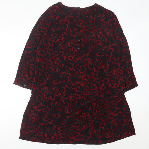Hush Women Red Animal Print Shift Dress Size 12 3/4 Sleeve