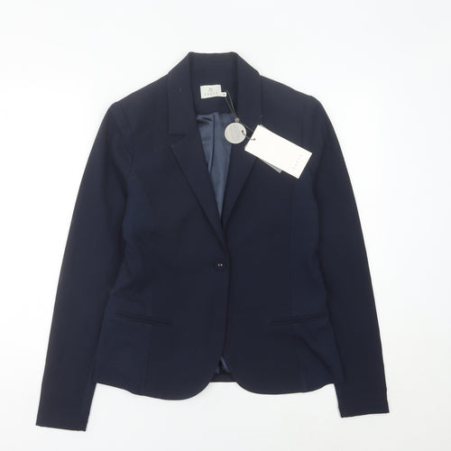 Kaffe Womens Blue Size 8 Slim Fit One-Button Blazer Jacket
