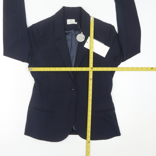 Kaffe Womens Blue Size 8 Slim Fit One-Button Blazer Jacket