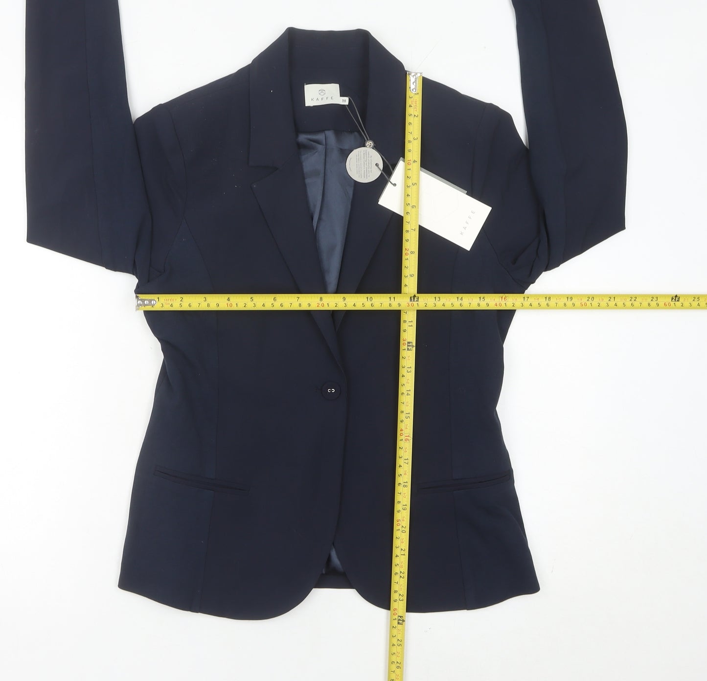 Kaffe Womens Blue Size 8 Slim Fit One-Button Blazer Jacket