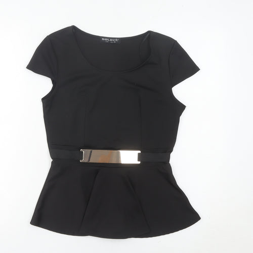 Select Women’s Black Size 6 Peplum Tunic Blouse with Belt