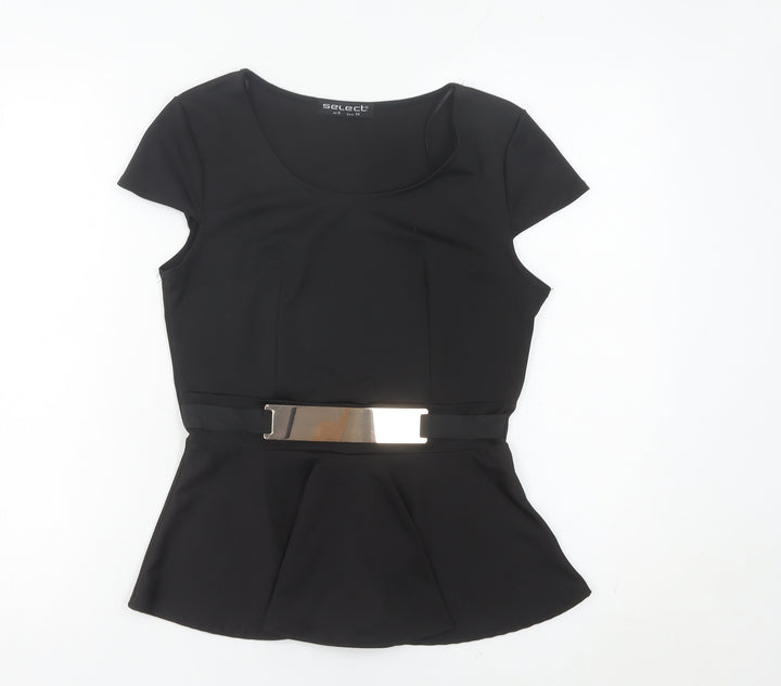 Select Women’s Black Size 6 Peplum Tunic Blouse with Belt