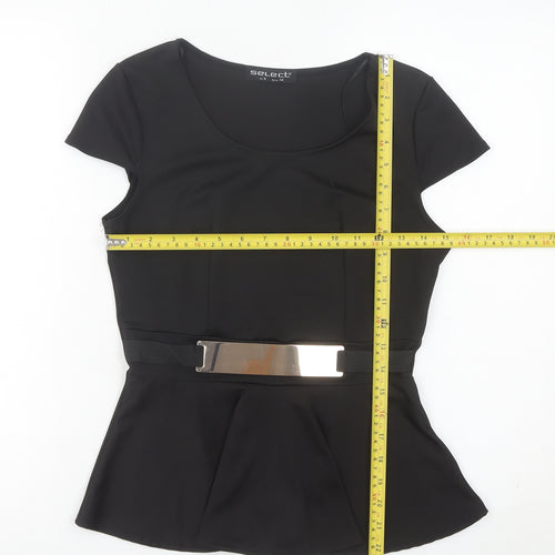 Select Women’s Black Size 6 Peplum Tunic Blouse with Belt