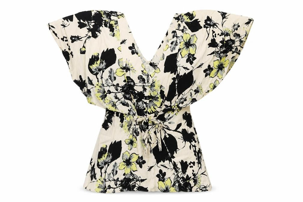 Front view of River Island women’s floral wrap blouse uk 6 multicoloured viscose
