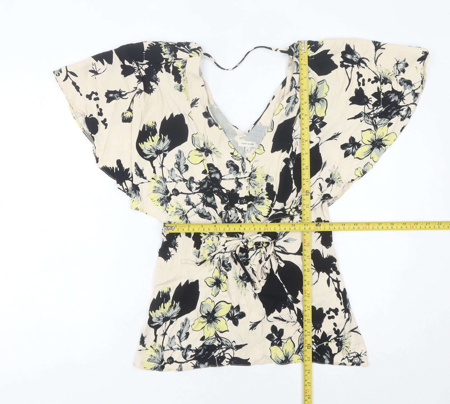 River Island Womens Floral Wrap Blouse UK 6 Multicoloured Viscose