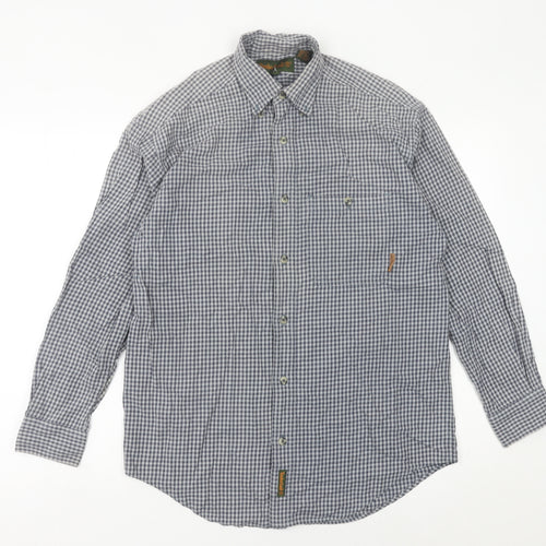 Timberland Men’s XS Blue Check Cotton Long Sleeve Button-Up Shirt