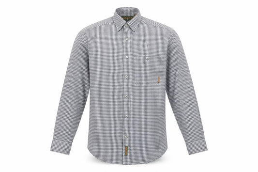 Front view of Timberland Men’s XS Blue Check Cotton Long Sleeve Button-Up Shirt