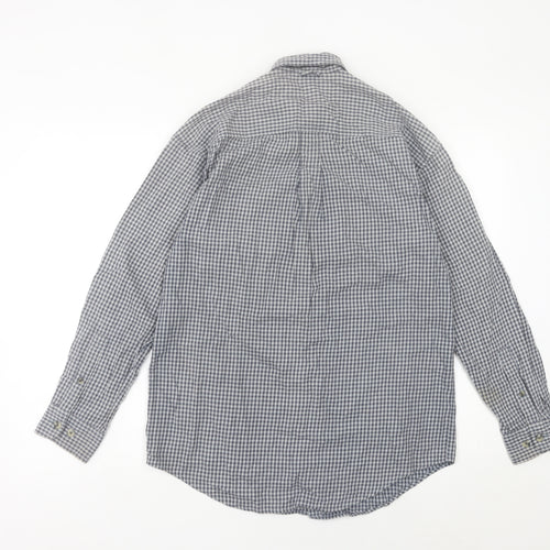 Timberland Men’s XS Blue Check Cotton Long Sleeve Button-Up Shirt