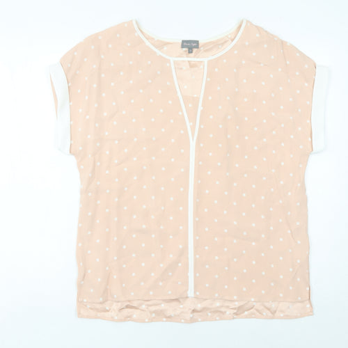 Phase Eight Women’s Beige Polka Dot Blouse Size 12 Tunic Top