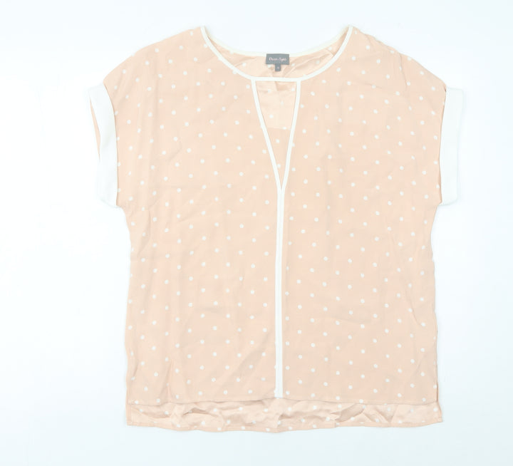 Phase Eight Women’s Beige Polka Dot Blouse Size 12 Tunic Top