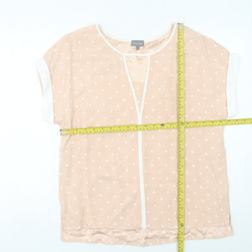 Phase Eight Women’s Beige Polka Dot Blouse Size 12 Tunic Top