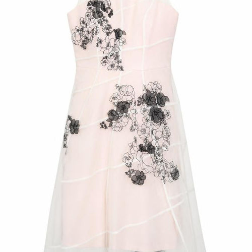 Coast Women Pink Fit & Flare Floral Embroidered Midi Dress UK 6