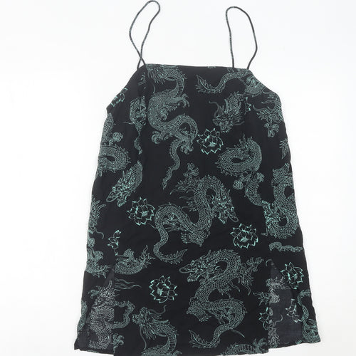 Motel Womens Black Dragon Print Slip Dress Size M Viscose