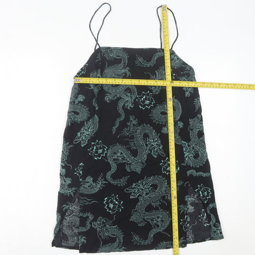 Motel Womens Black Dragon Print Slip Dress Size M Viscose