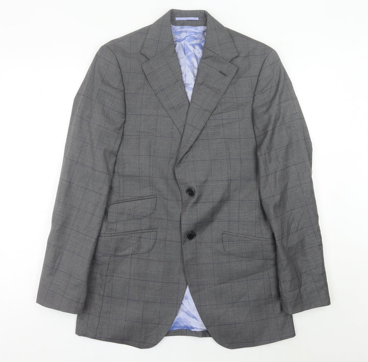 Charles Tyrwhitt Men Grey 36 Blazer Jacket Wool Cashmere Check