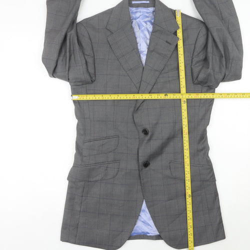 Charles Tyrwhitt Men Grey 36 Blazer Jacket Wool Cashmere Check