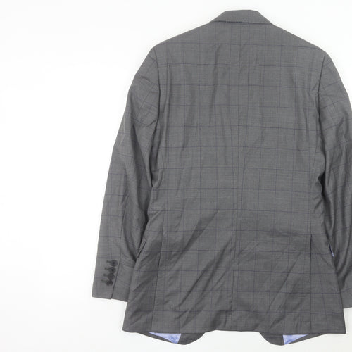 Charles Tyrwhitt Men Grey 36 Blazer Jacket Wool Cashmere Check